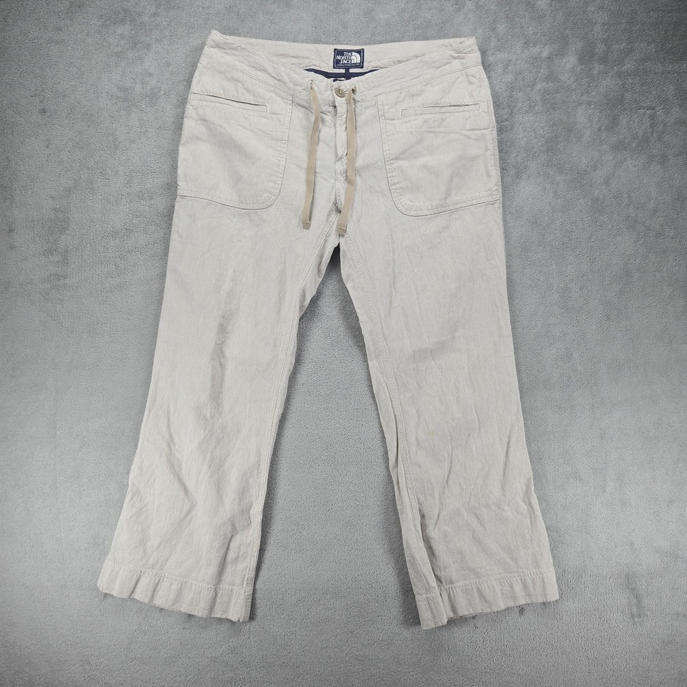 The North Face Pants Womens 12 Gray Linen Cotton Blend Drawstring Casual Outdoor